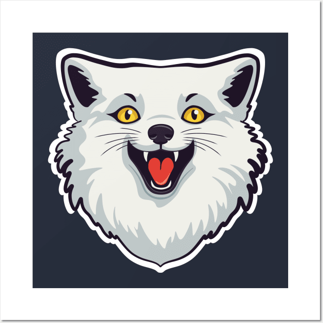 Crazy laughing arctic fox Wall Art by AnnArtshock